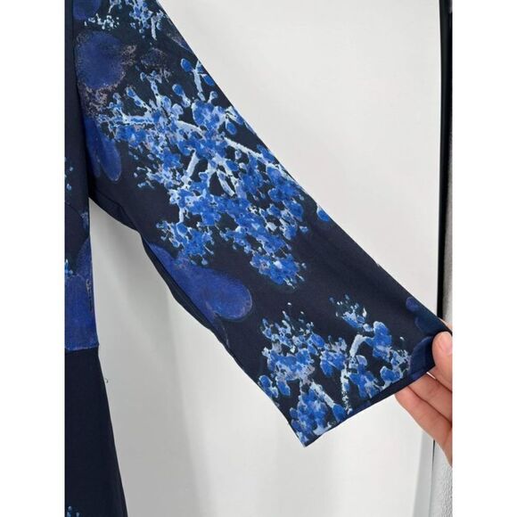 BANANA REPUBLIC FLORAL PRINT 3/4 SLEEVE FIT & FLARE DRESS BLUE MULT Size 6 - Picture 8 of 12